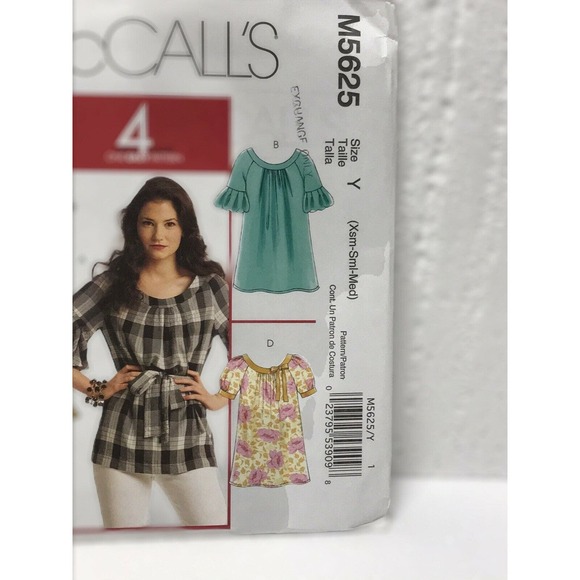 Mccalls M5625 Misses Tops Belt Tunic Raglan Sleeves Sewing Pattern Size Xs-M - Picture 2 of 7